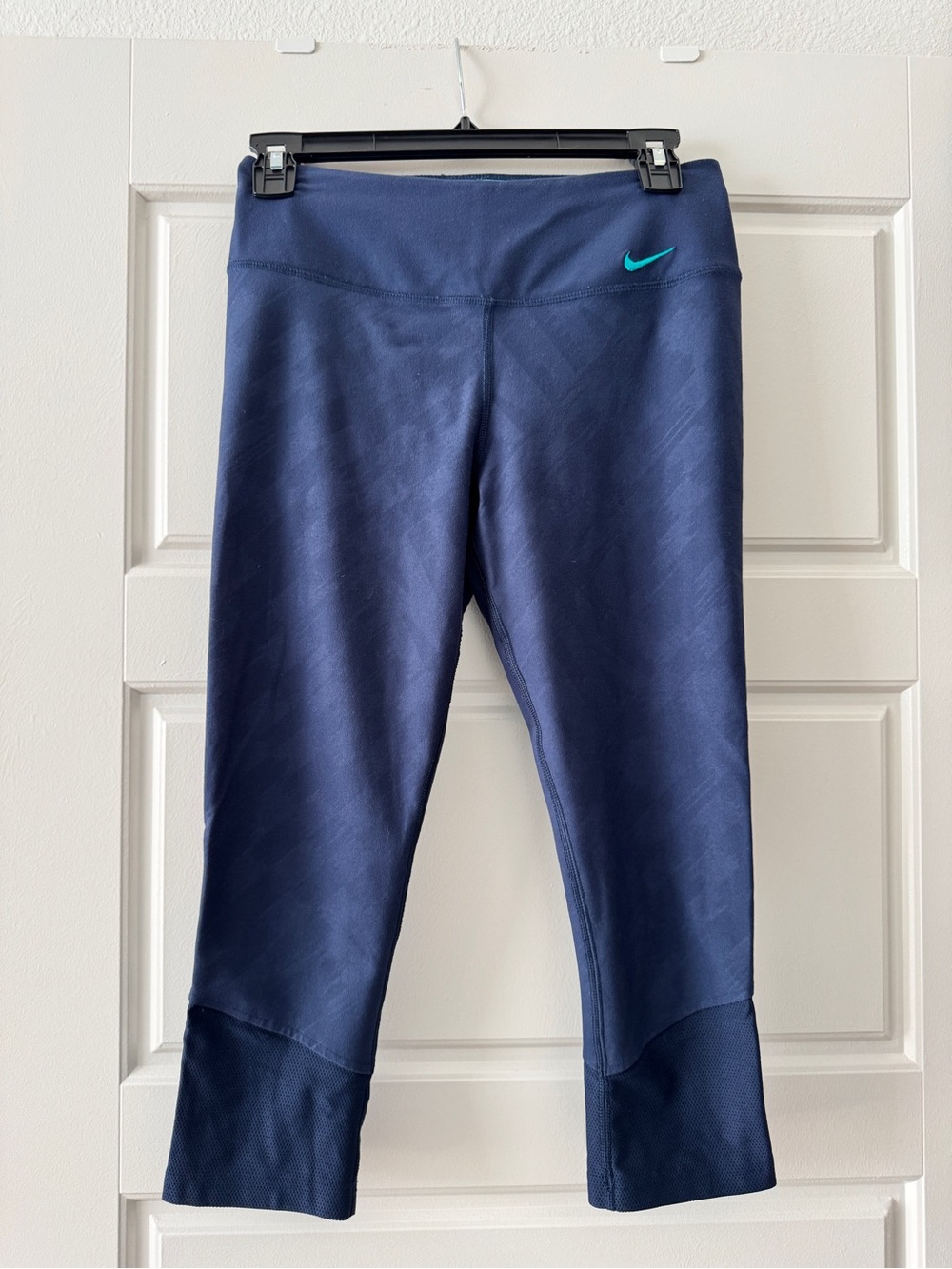 Nike Women's Navy Blue Capris with Teal Stripe